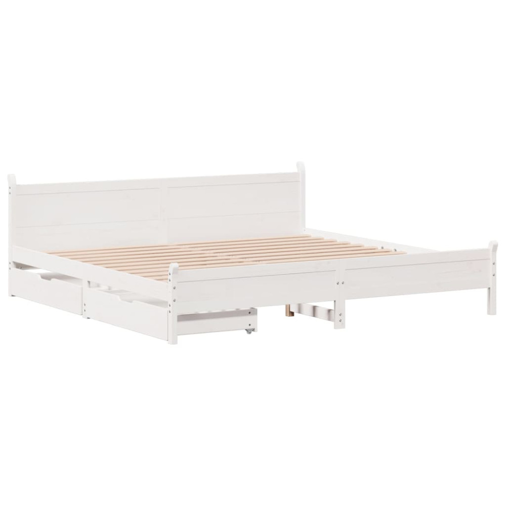 Produktbild för Sängram utan madrass vit 180x200 cm massiv furu