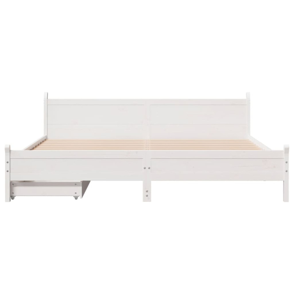 Produktbild för Sängram utan madrass vit 180x200 cm massiv furu