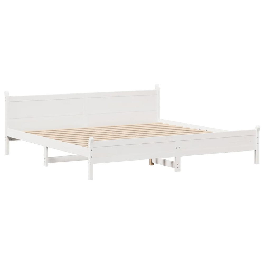 Produktbild för Sängram utan madrass vit 180x200 cm massiv furu