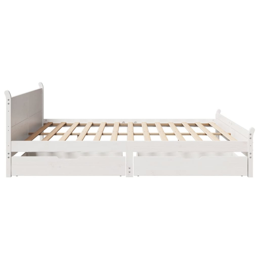 Produktbild för Sängram utan madrass vit 180x200 cm massiv furu