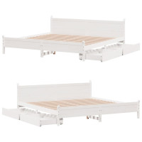 Produktbild för Sängram utan madrass vit 180x200 cm massiv furu