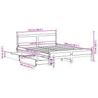 Produktbild för Sängram utan madrass vit 120x200 cm massiv furu