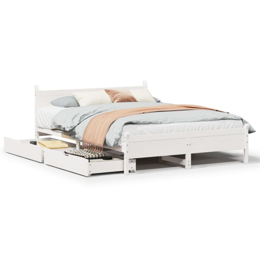Produktbild för Sängram utan madrass vit 120x200 cm massiv furu