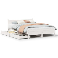 Produktbild för Sängram utan madrass vit 120x200 cm massiv furu