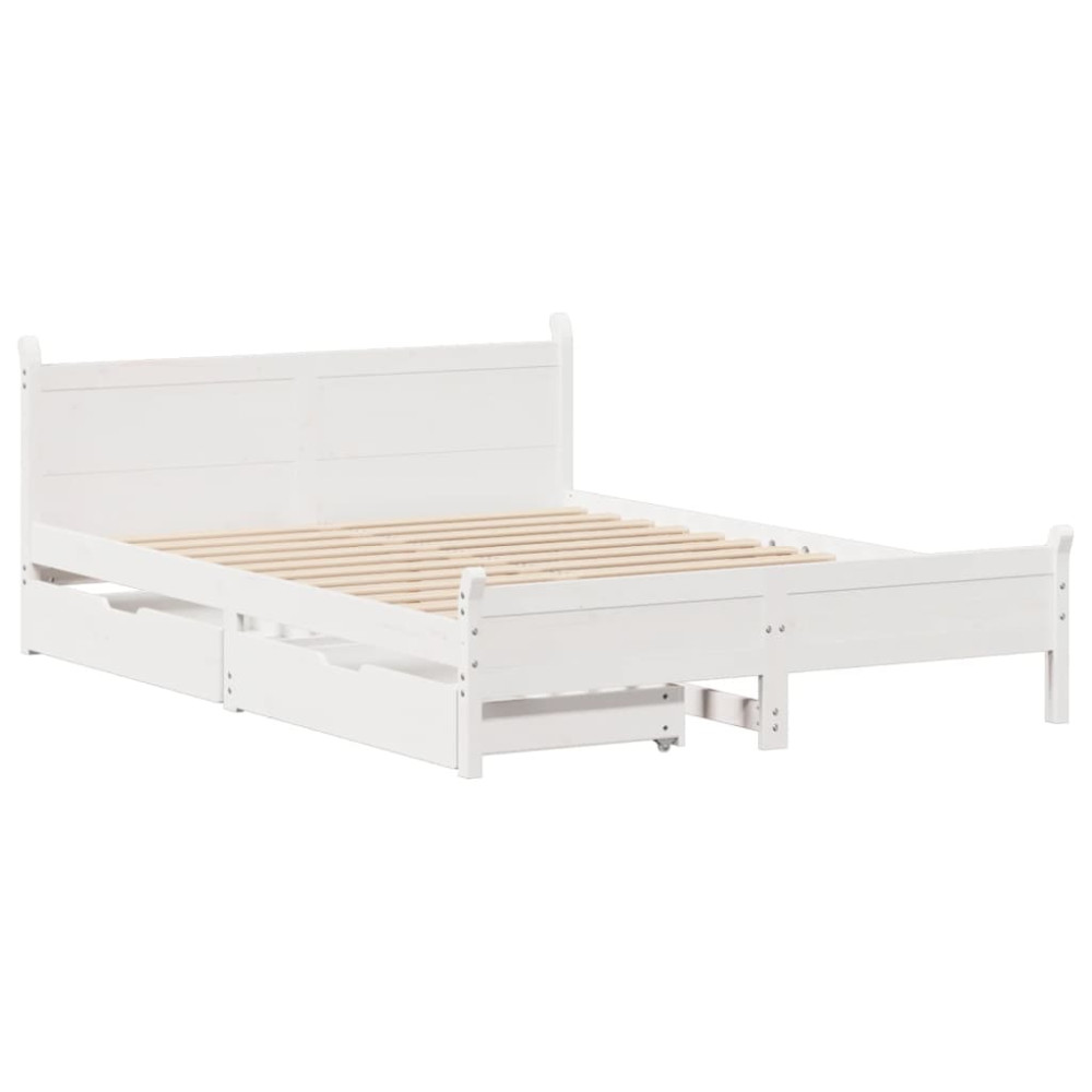 Produktbild för Sängram utan madrass vit 120x200 cm massiv furu