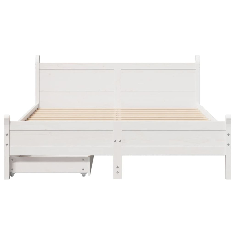 Produktbild för Sängram utan madrass vit 120x200 cm massiv furu
