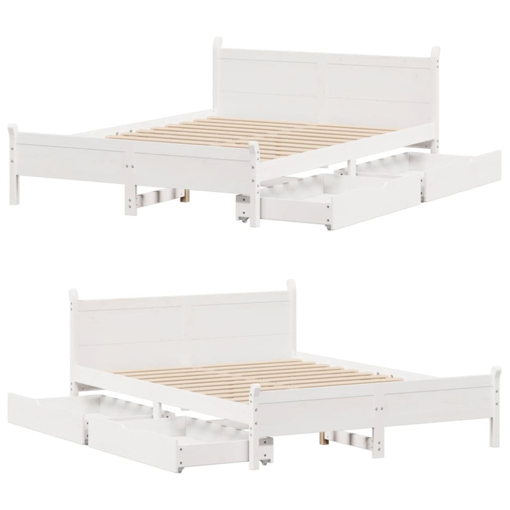 Produktbild för Sängram utan madrass vit 120x200 cm massiv furu