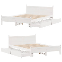Produktbild för Sängram utan madrass vit 120x200 cm massiv furu