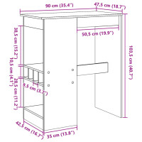 Produktbild för Barbord m. hyllor rökfärgad ek 90x47,5x103,5 cm konstruerat trä