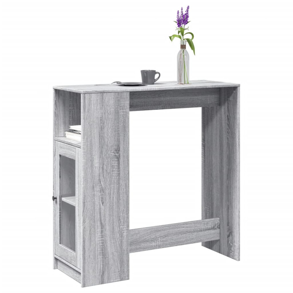Produktbild för Barbord med ställ grå sonoma-ek 101x40x103,5 cm konstruerat trä