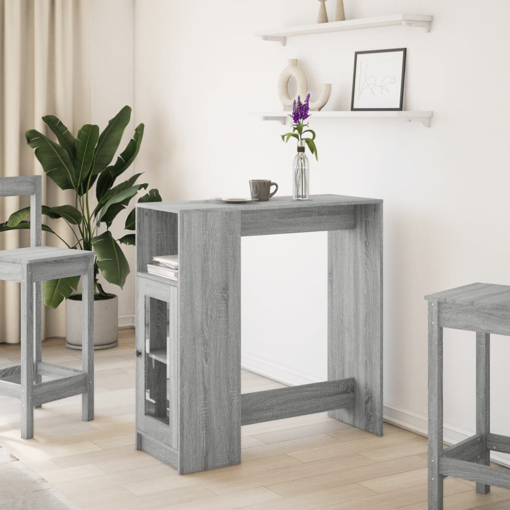 Produktbild för Barbord med ställ grå sonoma-ek 101x40x103,5 cm konstruerat trä