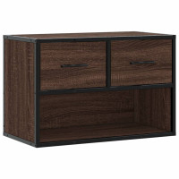 Produktbild för Tv-bänk brun ek 60x31x39,5 cm konstruerat trä och metall