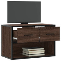 Produktbild för Tv-bänk brun ek 60x31x39,5 cm konstruerat trä och metall