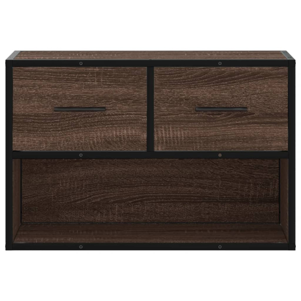Produktbild för Tv-bänk brun ek 60x31x39,5 cm konstruerat trä och metall
