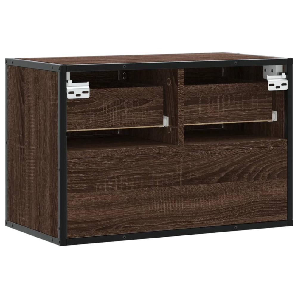 Produktbild för Tv-bänk brun ek 60x31x39,5 cm konstruerat trä och metall