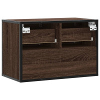 Produktbild för Tv-bänk brun ek 60x31x39,5 cm konstruerat trä och metall