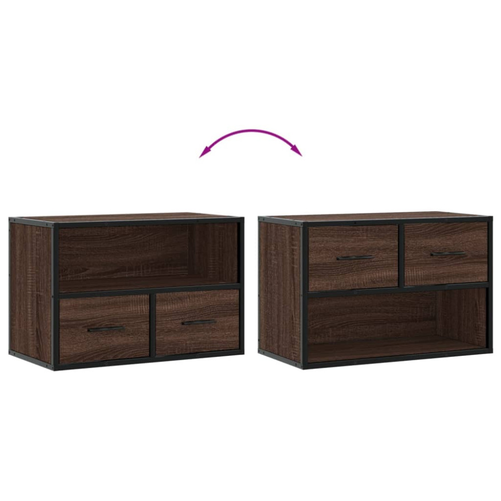 Produktbild för Tv-bänk brun ek 60x31x39,5 cm konstruerat trä och metall