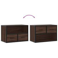 Produktbild för Tv-bänk brun ek 60x31x39,5 cm konstruerat trä och metall