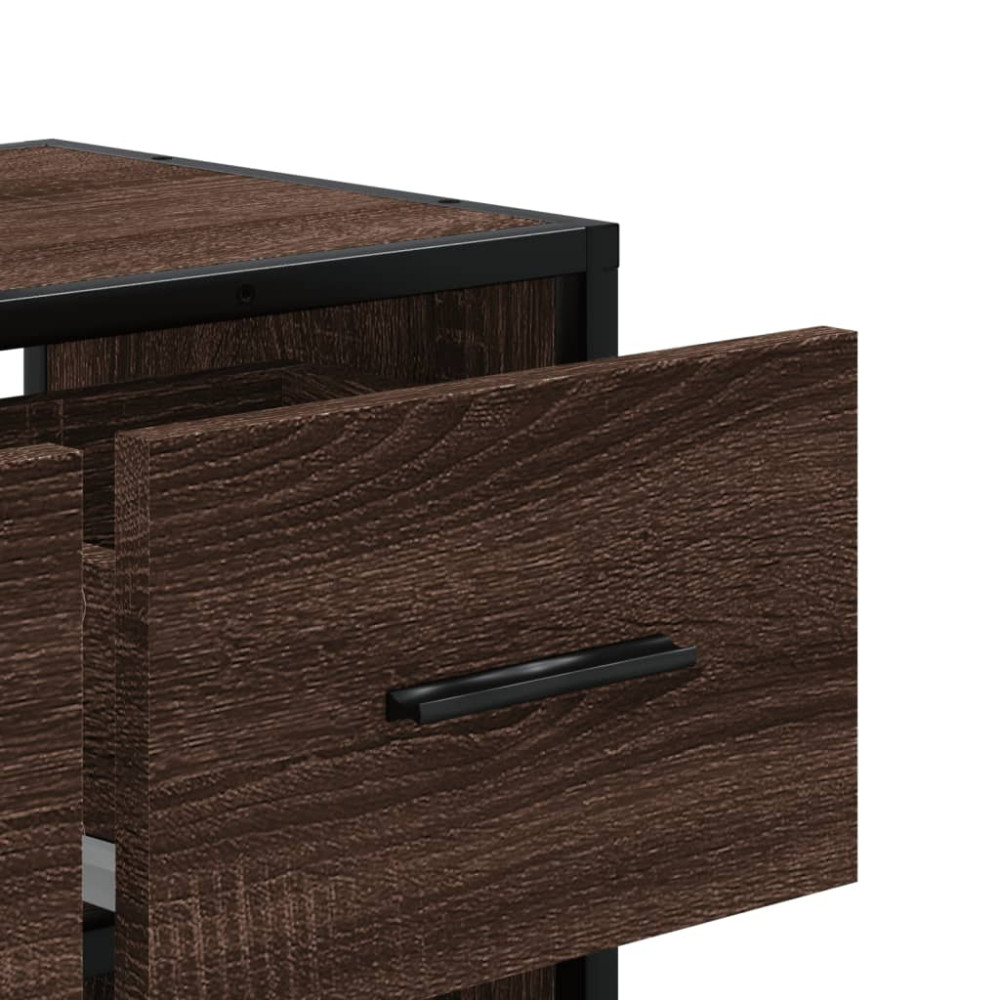 Produktbild för Tv-bänk brun ek 60x31x39,5 cm konstruerat trä och metall