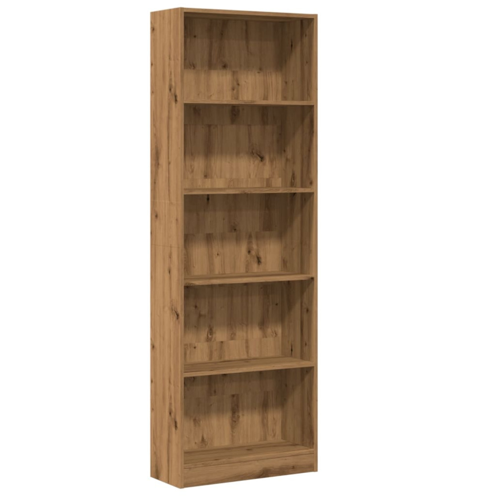 Produktbild för Bokhylla hantverksmässig ek 60x24x176 cm konstruerat trä