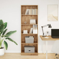 Produktbild för Bokhylla hantverksmässig ek 60x24x176 cm konstruerat trä