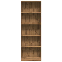 Produktbild för Bokhylla hantverksmässig ek 60x24x176 cm konstruerat trä
