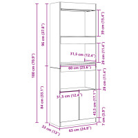 Produktbild för Högskåp svart 63x33x180 cm konstruerat trä