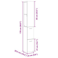 Produktbild för Badrumsskåp sonoma-ek 25x26,5x170 cm konstruerat trä