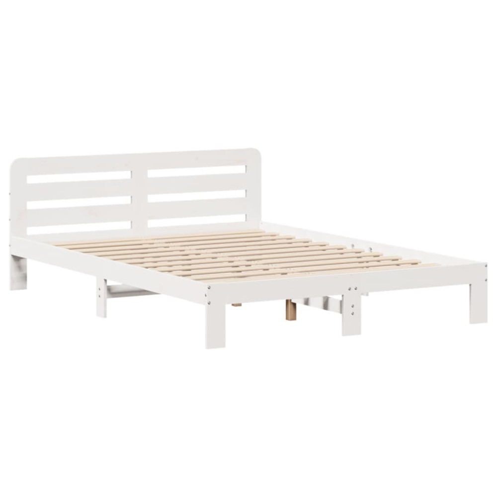 Produktbild för Sängram utan madrass vit 135x190 cm massiv furu
