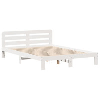 Produktbild för Sängram utan madrass vit 135x190 cm massiv furu