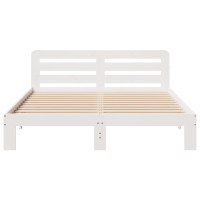 Produktbild för Sängram utan madrass vit 135x190 cm massiv furu