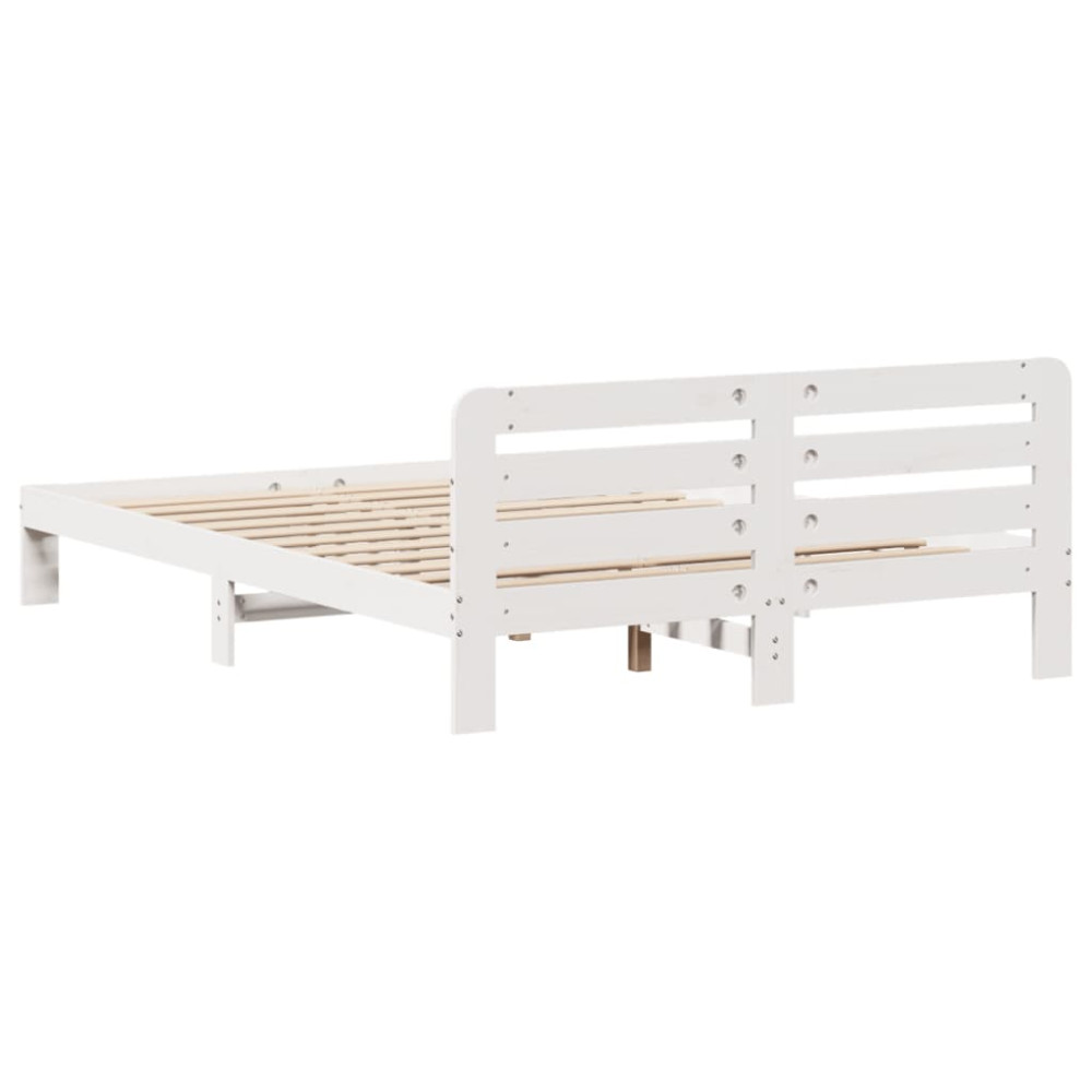 Produktbild för Sängram utan madrass vit 135x190 cm massiv furu