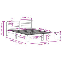 Produktbild för Sängram utan madrass vit 135x190 cm massiv furu
