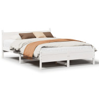 Produktbild för Sängram utan madrass vit 120x200 cm massiv furu
