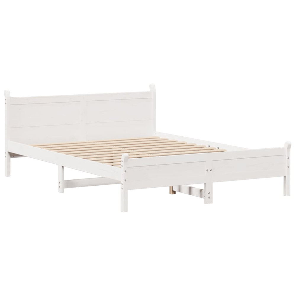Produktbild för Sängram utan madrass vit 120x200 cm massiv furu