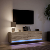 Produktbild för Väggmonterad tv-bänk LED sonoma-ek 140x31x38 cm