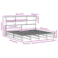 Produktbild för Säng med bokhylla utan madrass vit 180x200 cm massiv trä