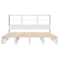 Produktbild för Säng med bokhylla utan madrass vit 180x200 cm massiv trä