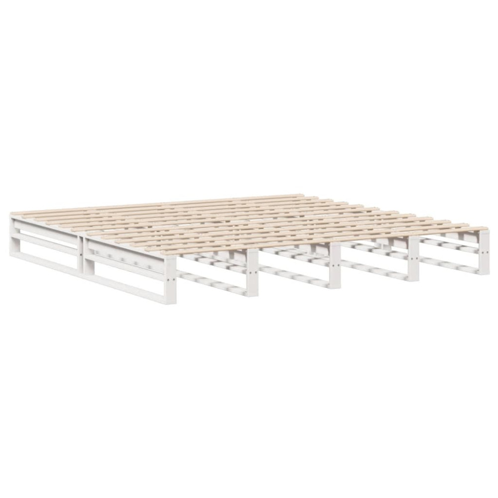Produktbild för Säng med bokhylla utan madrass vit 180x200 cm massiv trä