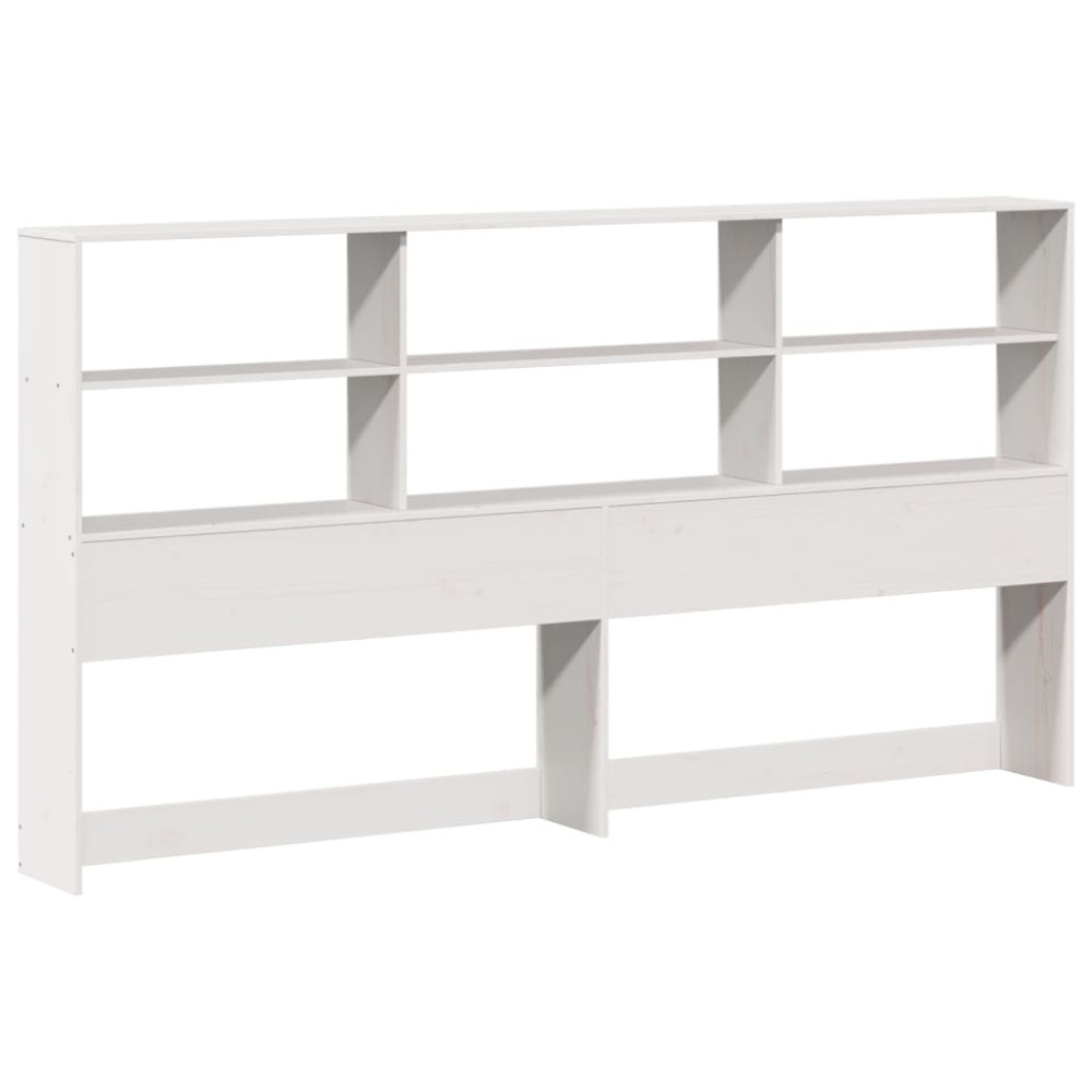 Produktbild för Säng med bokhylla utan madrass vit 180x200 cm massiv trä