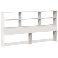 Produktbild för Säng med bokhylla utan madrass vit 180x200 cm massiv trä