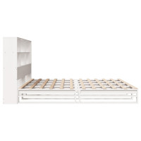 Produktbild för Säng med bokhylla utan madrass vit 180x200 cm massiv trä