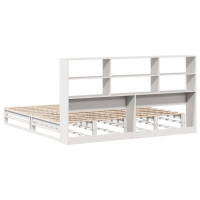 Produktbild för Säng med bokhylla utan madrass vit 180x200 cm massiv trä