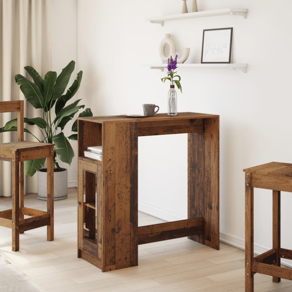 Produktbild för Barbord med ställ åldrat trä 101x40x103,5 cm konstruerat trä
