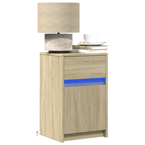 vidaXL Sängbord med LED-lampor 2 st sonoma-ek konstruerat trä