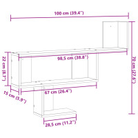 Produktbild för Vägghylla betonggrå 100x15x70 cm konstruerat trä