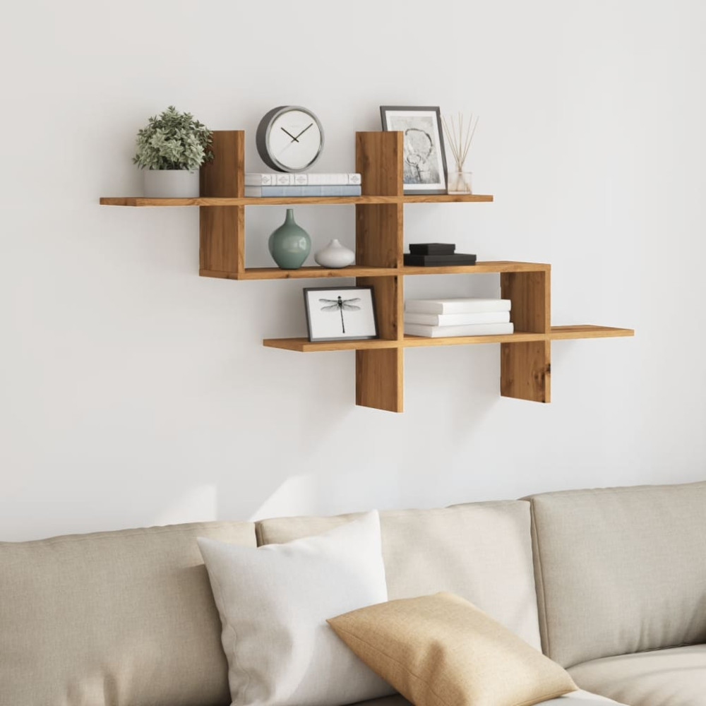 Produktbild för Vägghylla ek 124,5x18x60,5 cm konstruerat trä
