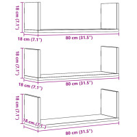 Produktbild för Vägghyllor 3 st vit 80x18x18 cm konstruerat trä