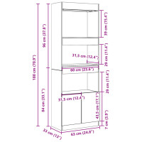 Produktbild för Högskåp vit 63x33x180 cm konstruerat trä