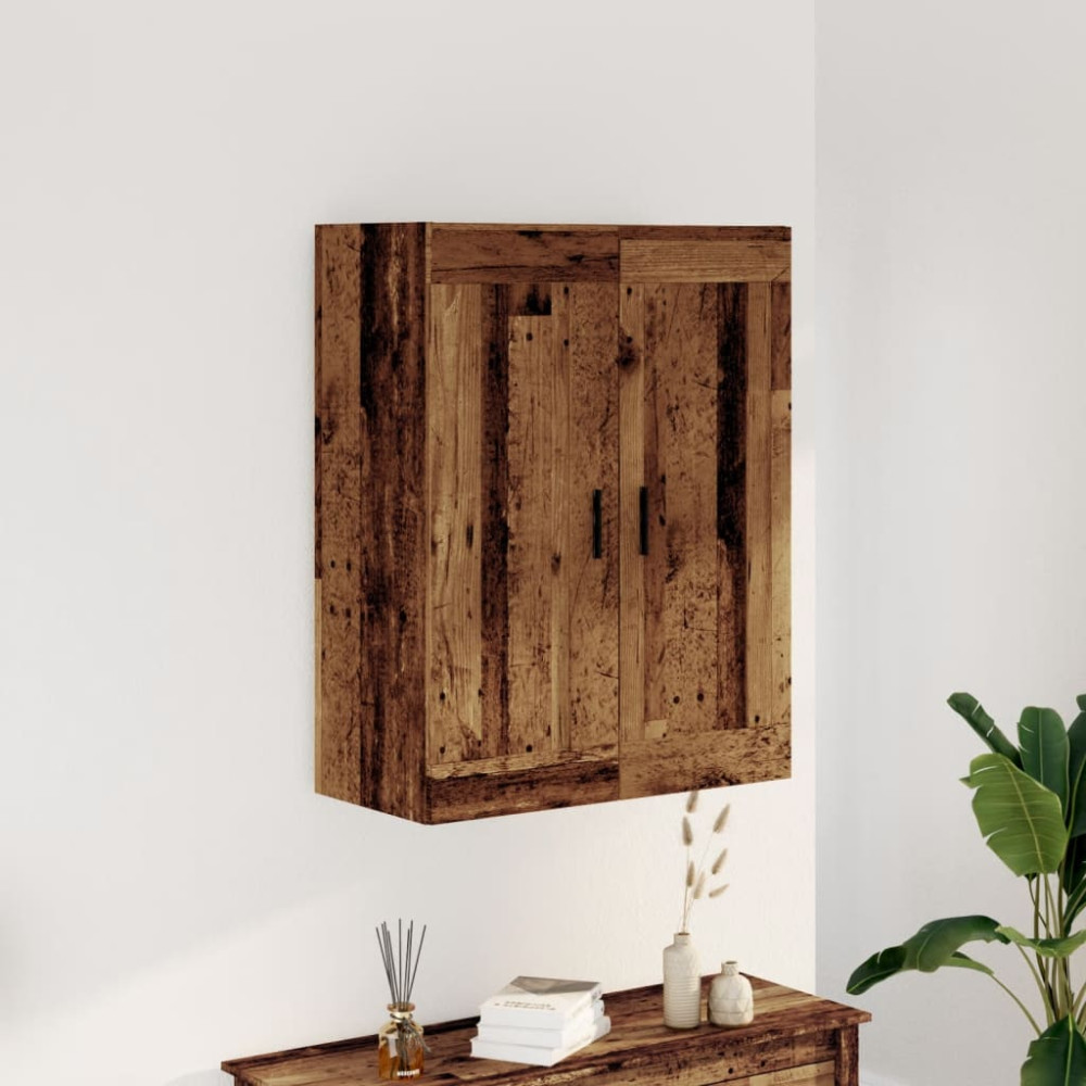 Produktbild för Väggskåp åldrat trä 69,5x34x90 cm konstruerat trä